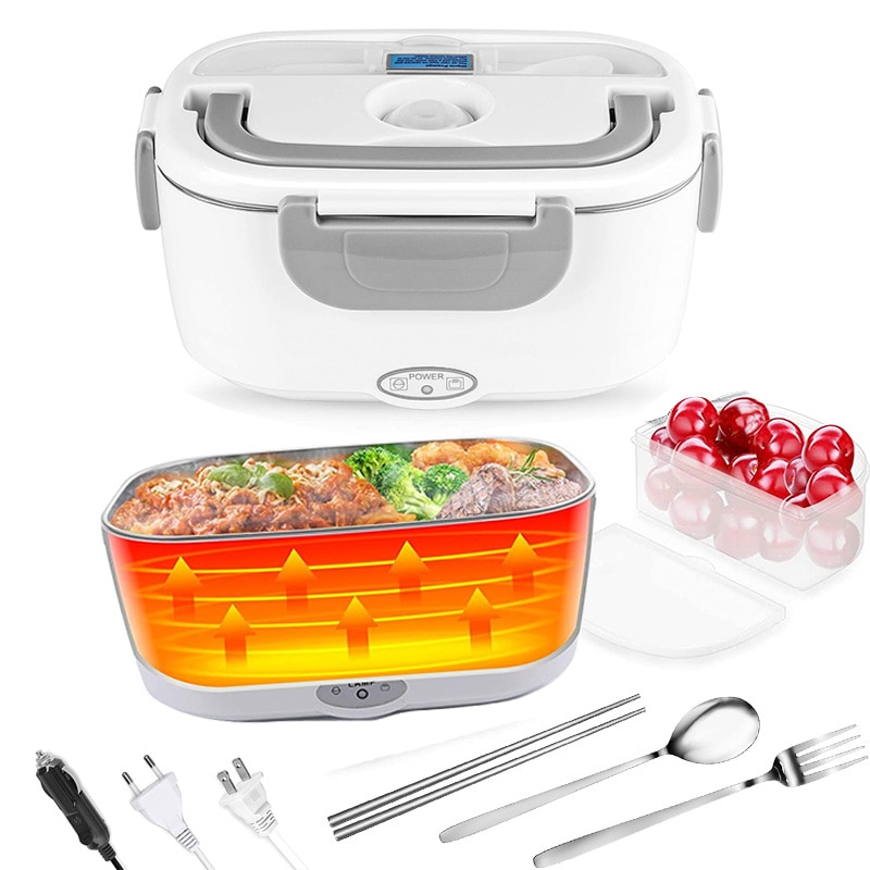 Electric Heating Lunch Box Stainless Steel Food Heated Warmer Container Portable Picnic Box 220V 110V 24V 12V Car EU US Plug